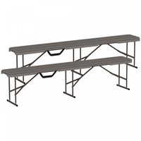 Outsunny 6 Ft Plastic Folding Bench, Portable Bench Seat, Distressed Brown
