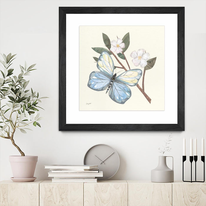 \"In The Garden Butterfly\" Matted and Framed Black 30x30 Wall Art