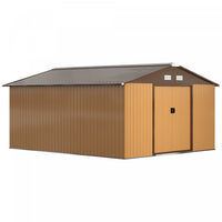 Outsunny 11' X 13' Garden Storage Shed With Double Sliding Door And 4 Ventilation Slots, Garden Tool