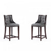 Fifth Avenue Traditional Wood Upholstered Counter Stool in Graphite - Set of 2 