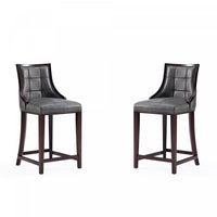 Fifth Avenue Traditional Wood Upholstered Counter Stool in Graphite - Set of 2 