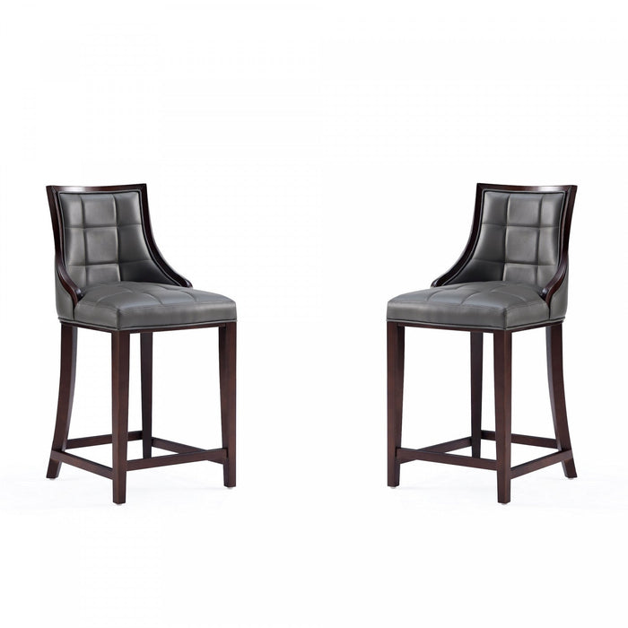 Fifth Avenue Traditional Wood Upholstered Counter Stool in Graphite - Set of 2 