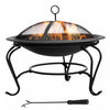 Outsunny 22\" Round Firepit Patio Fireplace Garden Heater Portable Wood Burning Porch With Poker And 