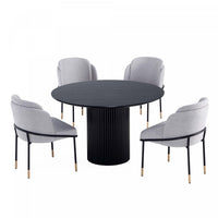 Flor and Hathaway Modern Industry Chic 5-Piece Dining Set in Gray and Black 