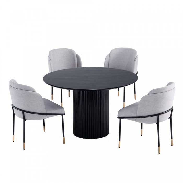 Flor and Hathaway Modern Industry Chic 5-Piece Dining Set in Gray and Black 