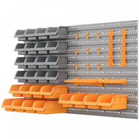 Durhand 44pc Wall Mounted Storage Bins Parts Rack Kit With Pegboard