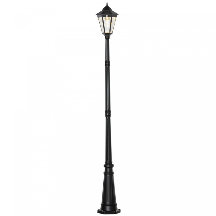 Outsunny 92\" Solar Lamp Post Light, Aluminum Outdoor Street Lamp, Black