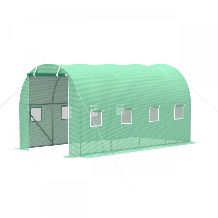 Outsunny Walk-in Tunnel Greenhouse 13 X 6.4 X 6.5 Ft Hoop House, Green