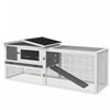 Pawhut 61'' L 2-story Rabbit Hutch Bunny Cage Small Animal House With Pull Out Tray, Detachable Run,