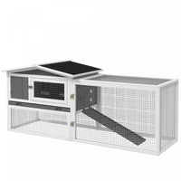 Pawhut 61'' L 2-story Rabbit Hutch Bunny Cage Small Animal House With Pull Out Tray, Detachable Run,