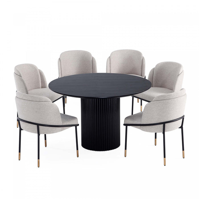 Flor and Hathaway Modern Industry Chic 7-Piece Dining Set in Wheat and Black 