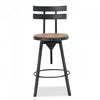 Denise Bar Stool With Swivel & Adjustable Wood Seat, Metal Frame - Antique Black 