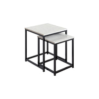 Quartz Two Square Nested Tables Marble Top 