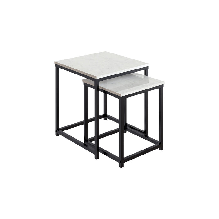 Quartz Two Square Nested Tables Marble Top 