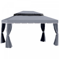 Outsunny 13' X 10' Patio Gazebo, Double roof Outdoor Gazebo Canopy Shelter With Netting & Curtains, 