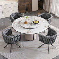 Amelia Velvet Swivel Dining Chairs with Tufted Upholstered and Metal Legs Set of 4, Grey  