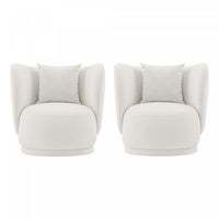 Siri Modern Upholstered Lounge Chair in Cream - Set of 2 