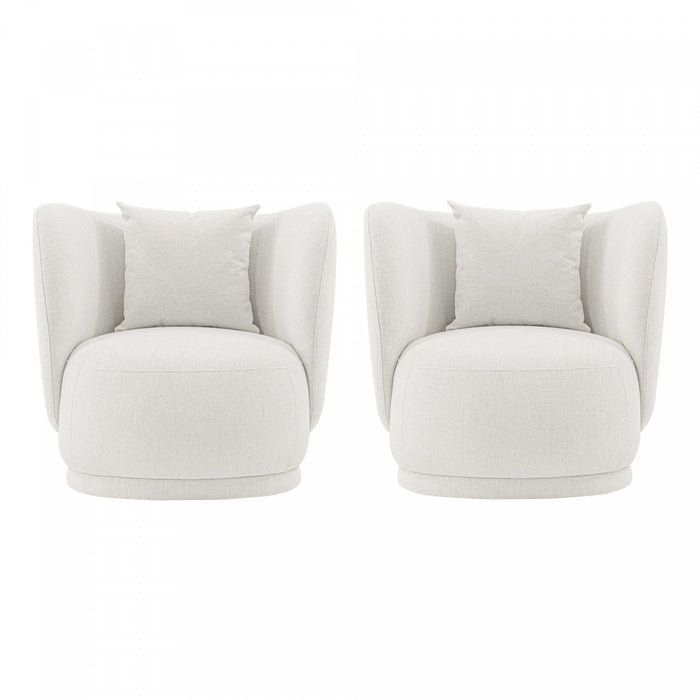 Siri Modern Upholstered Lounge Chair in Cream - Set of 2 
