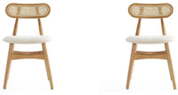 Manhattan Comfort Set of 2 Colbert Dining Chairs - Natural Cane & Oatmeal