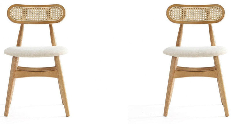 Manhattan Comfort Set of 2 Colbert Dining Chairs - Natural Cane & Oatmeal