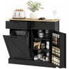 HOMCOM Tilt Out Trash Cabinet, Kitchen Island with 2 Drawers, Black