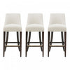 Beever Modern Chenille Wood Upholstered Barstool in Cream - Set of 3 Bar Stool 