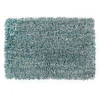 Microfibre Shaggy Bathmat Blue/White 20 x 32