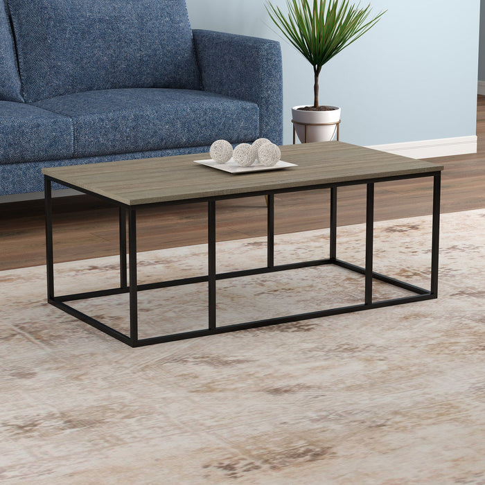 43” Coffee Table - Dark Taupe With Black Metal 