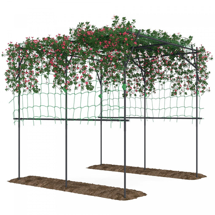 Outsunny Garden Arch Trellis, 7.3 FT Tall Cucumber Trellis, Black