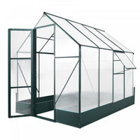 Outsunny 8.2' X 6.2' Upgraded Greenhouse With Temperature Controlled Window, Raised Garden Bed And F