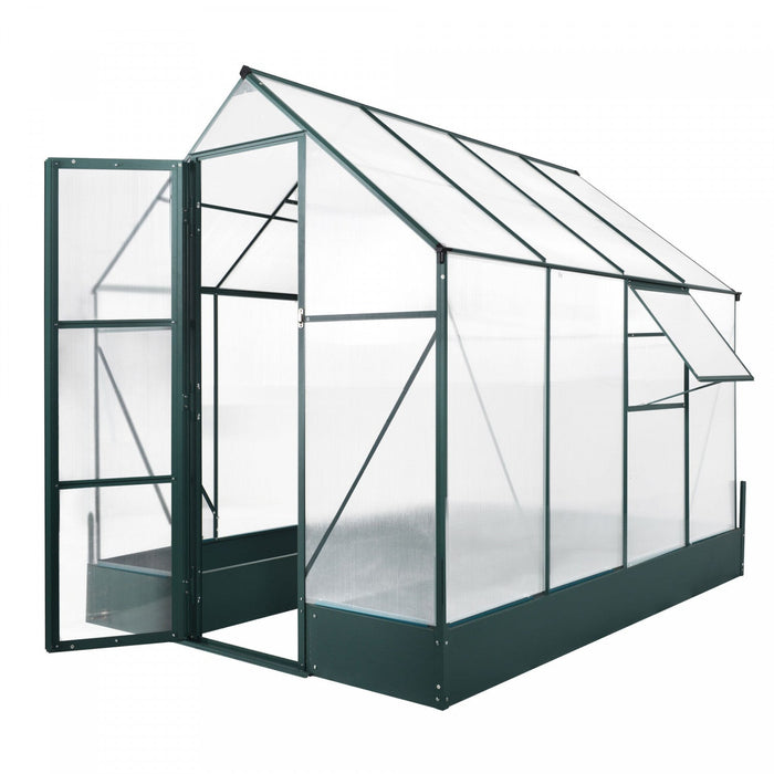 Outsunny 8.2' X 6.2' Upgraded Greenhouse With Temperature Controlled Window, Raised Garden Bed And F