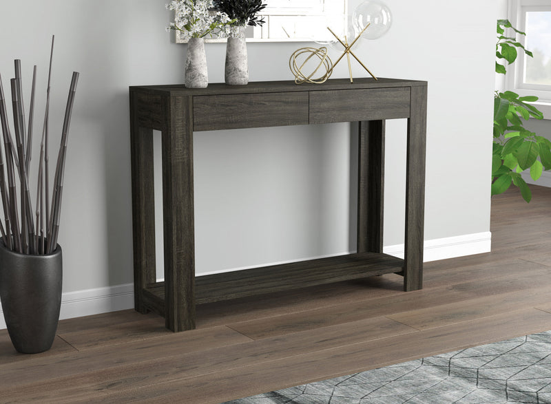40” Console Table With 2 Drawers And Shelf - Dark Grey Sofa Table 