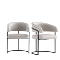 Augusta Modern Metal Vegan Leather Dining Chair in Light Gray - Set of 2 