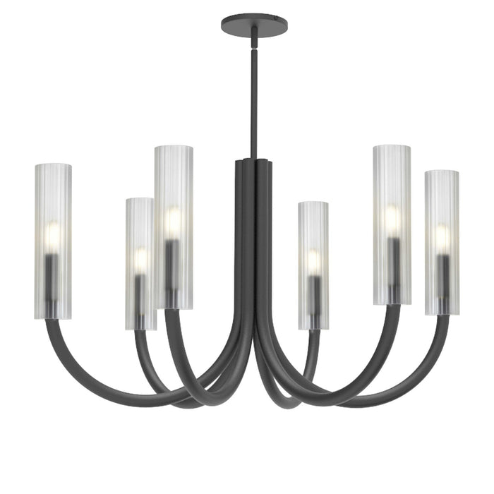 Dainolite Wand 6 Light Chandelier Matte Black Frosted Glass Lamp