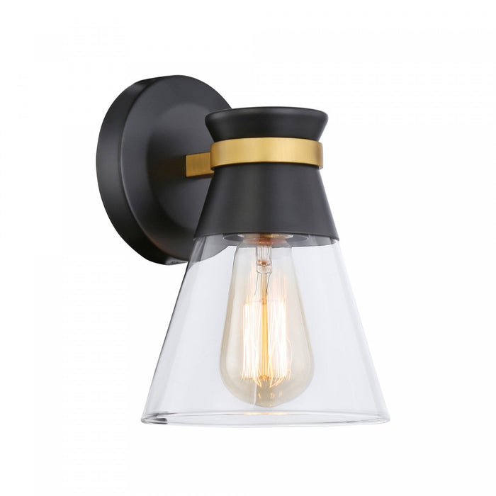 Kanata Black & Brushed Brass 1-Light Sconce