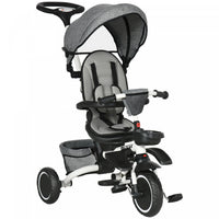 Aosom 6-in-1 Toddler Tricycle, Kids Trike With Rotatable Seat, Adjustable Push Handle, Safety Harnes