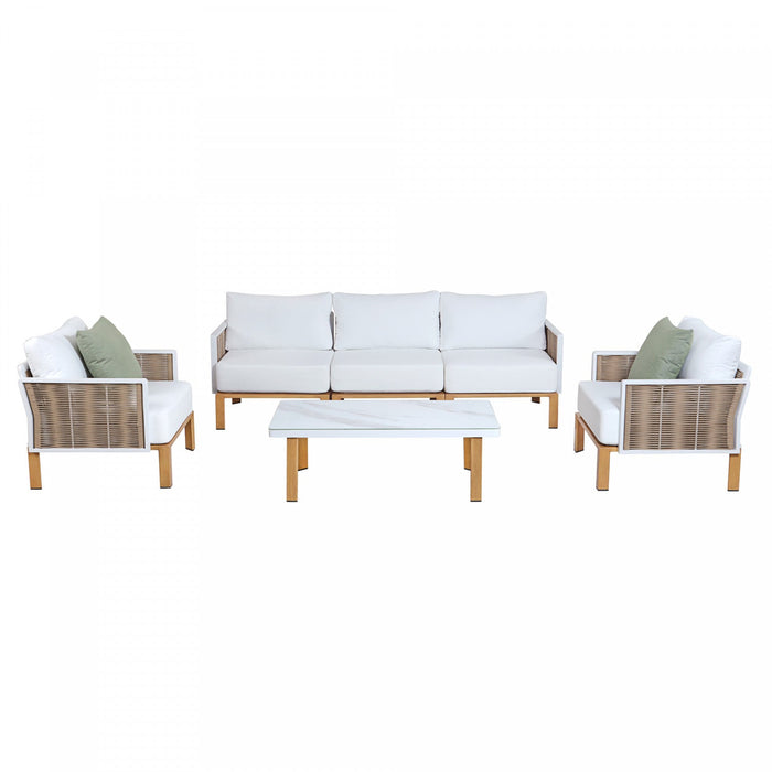 Vine Modern 4-Piece Conversation Set in White 