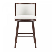 Evalyn Modern Wood Upholstered Barstool in White 