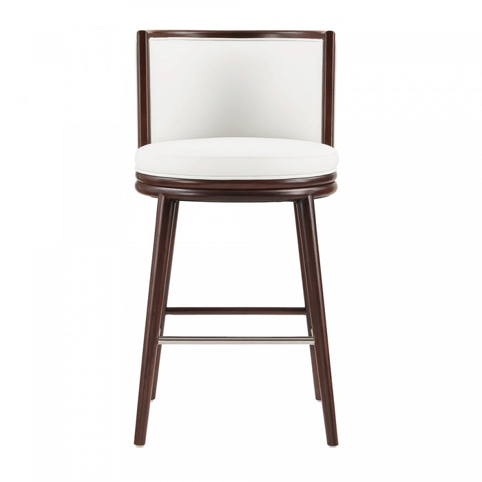 Evalyn Modern Wood Upholstered Barstool in White 