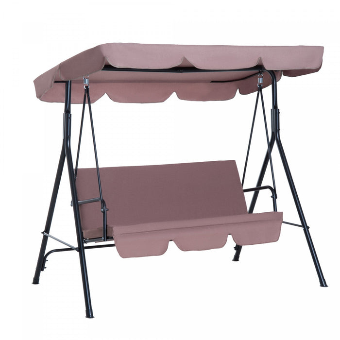 Outsunny 3-seat Patio Swing Chair, Outdoor Porch Swing Glider With Adjustable Canopy, Removable Cush