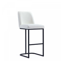 Serena Modern Metal Upholstered Barstool in White Armoire
