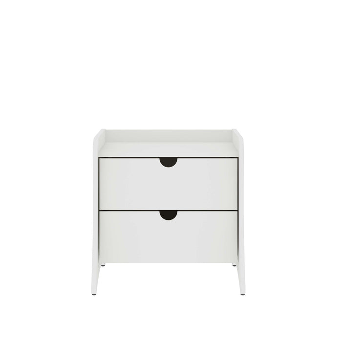 Coney Mid-Century Modern 20\" Nightstand in White (2-Drawer) 