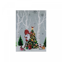 LED Canvas Wall Art Gnome Decorating Tree 12 x 16 Wall Decor