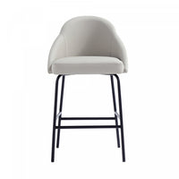 Gracie Modern Metal Upholstered Counter Stool in Stone Gray and Black Armoire 