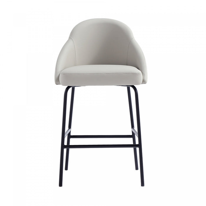 Gracie Modern Metal Upholstered Counter Stool in Stone Gray and Black Armoire 