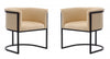 Cosmopolitan Mid-Century Modern Vegan Leather Metal Dining Chair in Tan - Set of 2 