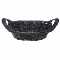 Black Weave Basket with Handle Oval 14 x 11 - Set of 2 Storage