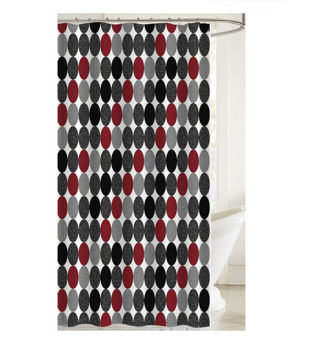 Printed Canvas Shower Curtain with Roller Hooks Solid Ovals