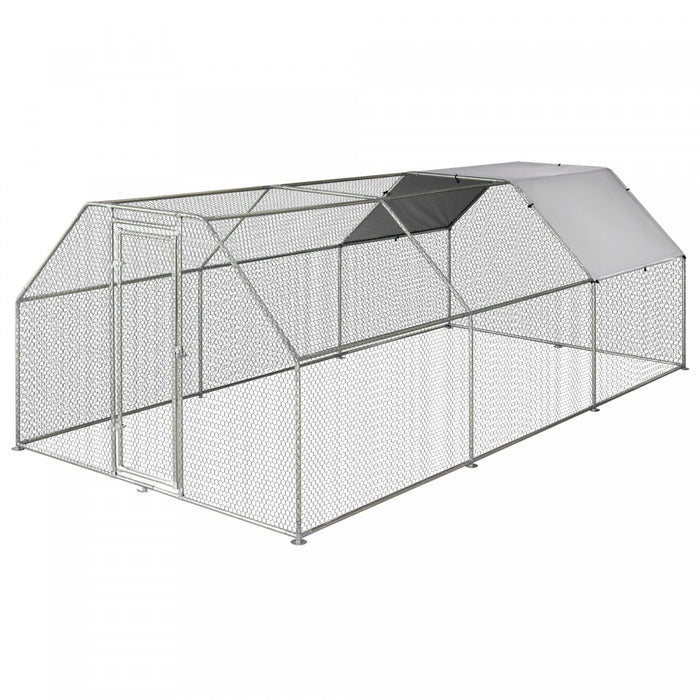 Pawhut 9.2' X 18.7' Metal Chicken Coop, Galvanized Walk-in Hen House, Poultry Cage Outdoor Backyard 