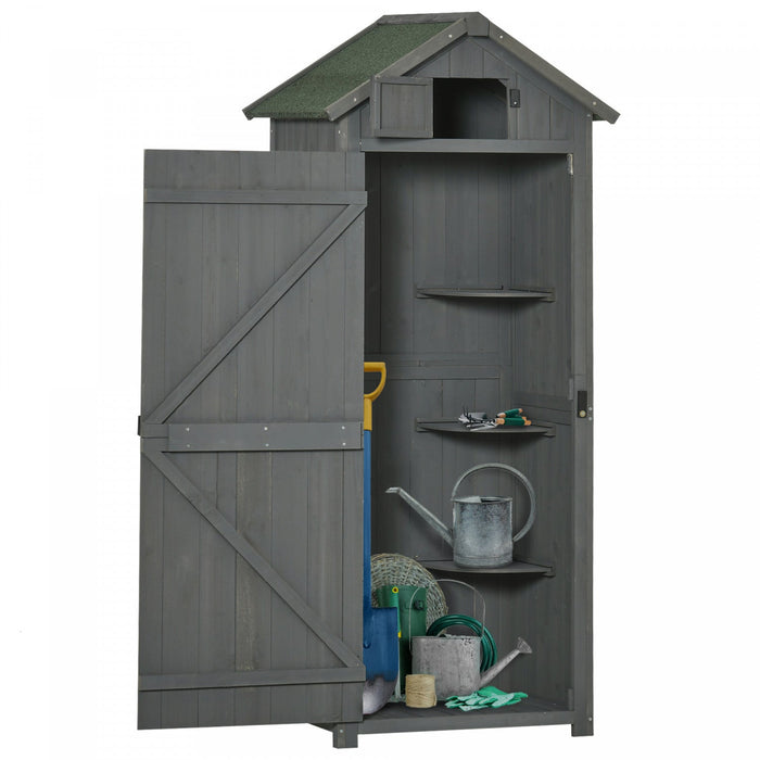 Outsunny 30\" X 21\" X 71\" Garden Storage Shed, Outdoor Storage Shed With 3 Tier Shelves, Workshop Yar